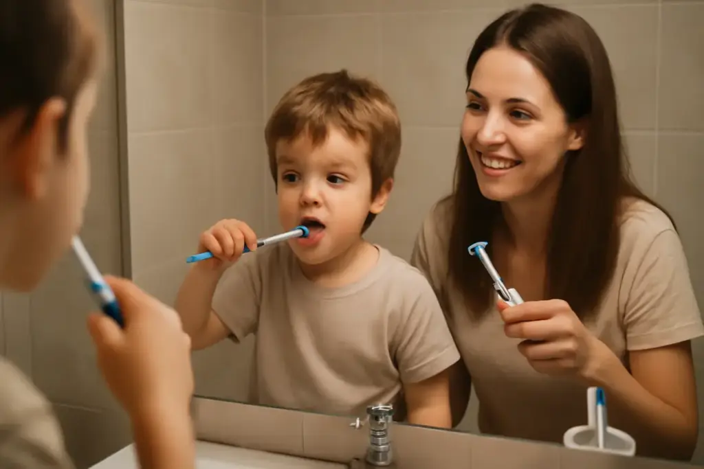Come insegnare ai bambini a lavarsi i denti da soli? Il metodo che riduce i capricci
