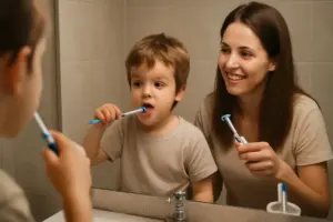 Come insegnare ai bambini a lavarsi i denti da soli? Il metodo che riduce i capricci